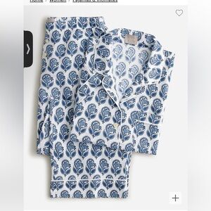 J Crew Short-sleeve cotton-linen blend pajama set in bouquet block print
